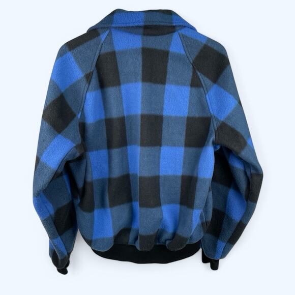 Vintage Columbia Blue Buffalo Plaid Full Zip Fleece Jacket Mens Size Medium - Picture 2 of 5
